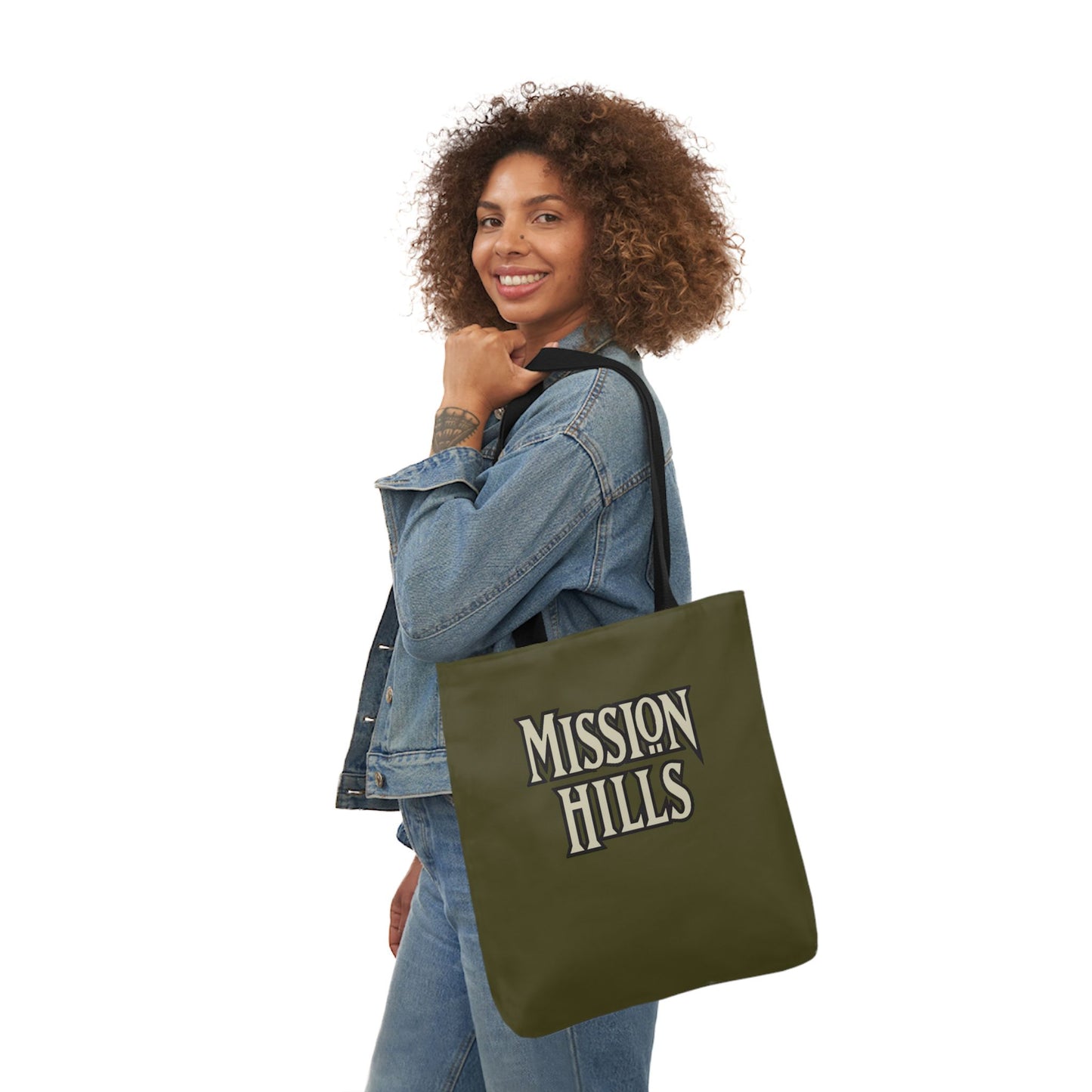 Snooty Fox Art Mission Hills Canvas Tote Bag with Colorful Straps I Love Mission Hills Collection