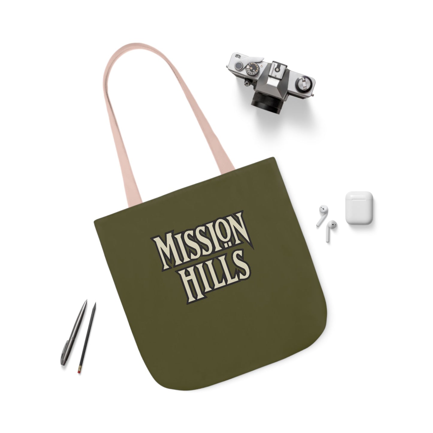 Snooty Fox Art Mission Hills Canvas Tote Bag with Colorful Straps I Love Mission Hills Collection