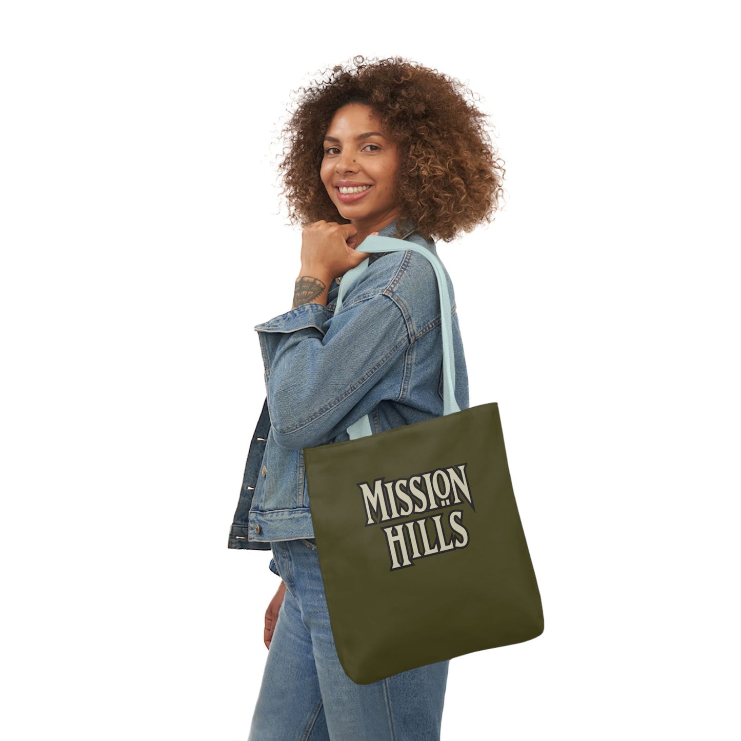 Snooty Fox Art Mission Hills Canvas Tote Bag with Colorful Straps I Love Mission Hills Collection