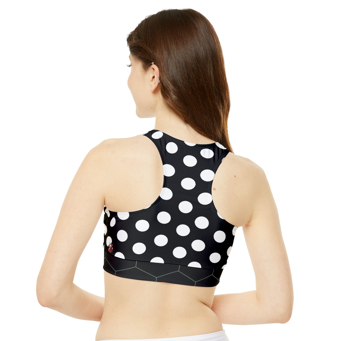 Snooty Fox Art High Neck Crop Bikini Top (AOP) - Black White Polka Dots
