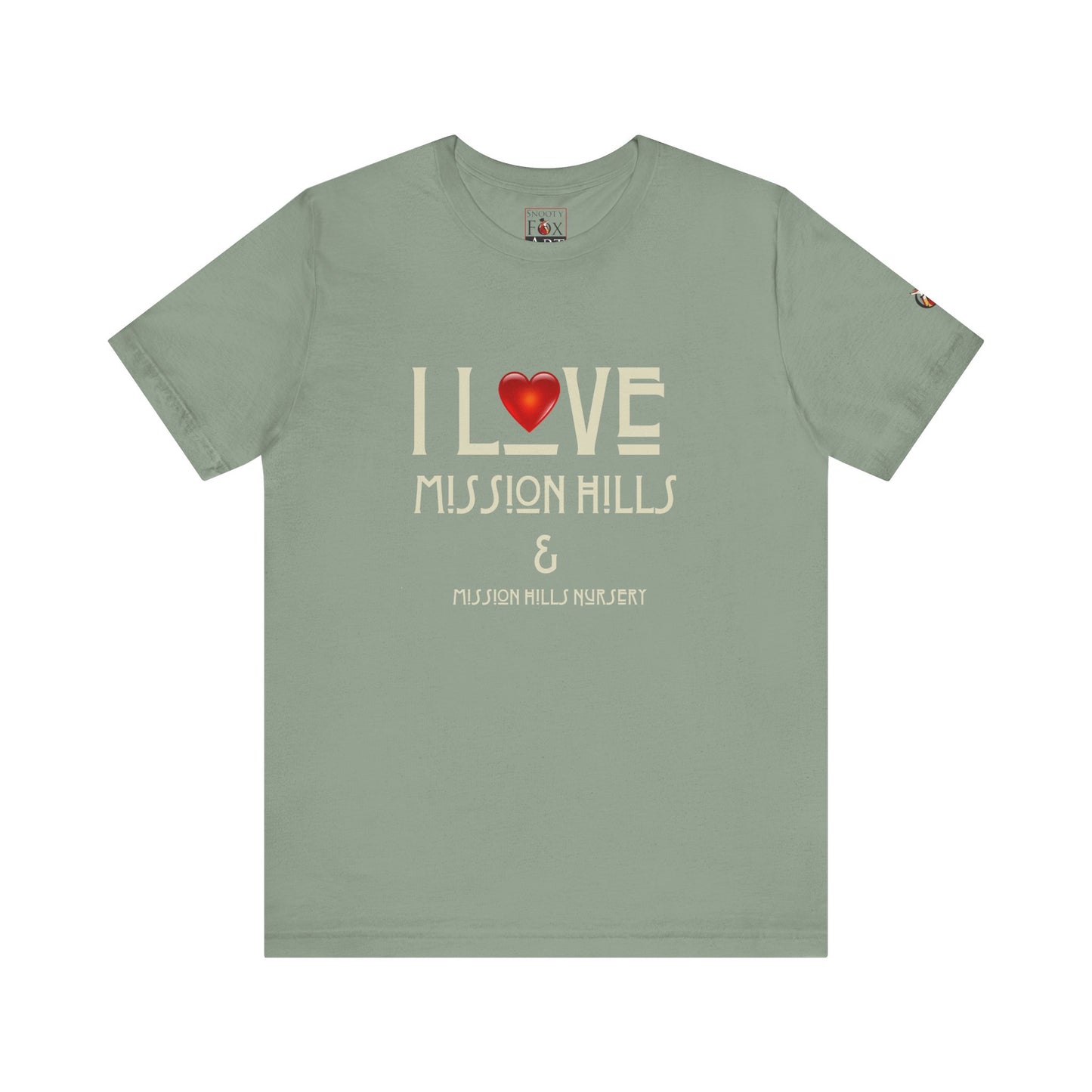Snooty Fox Art I Love Mission Hills Short Sleeve Tee - Unisex Jersey T-Shirt