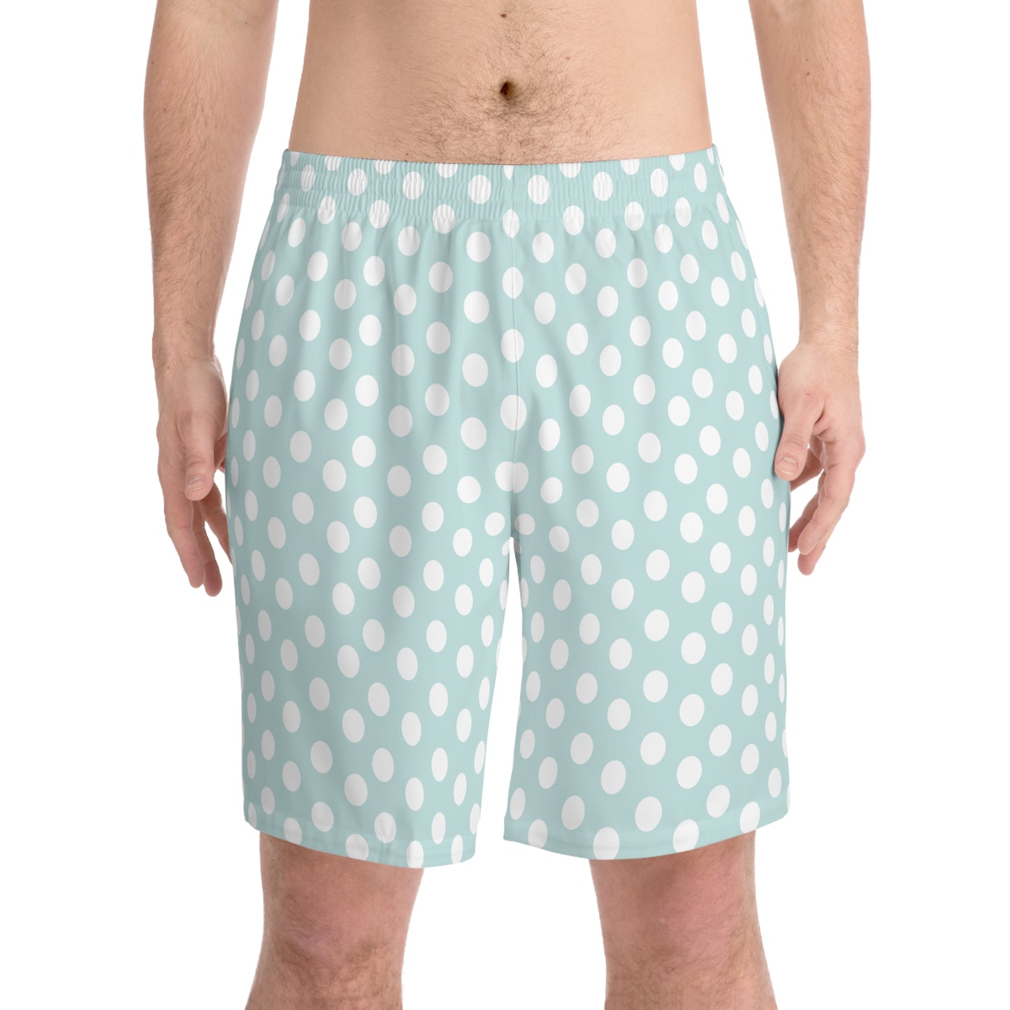 Snooty Fox Art Unisex Elastic Beach Shorts (AOP) - White Polka Dots