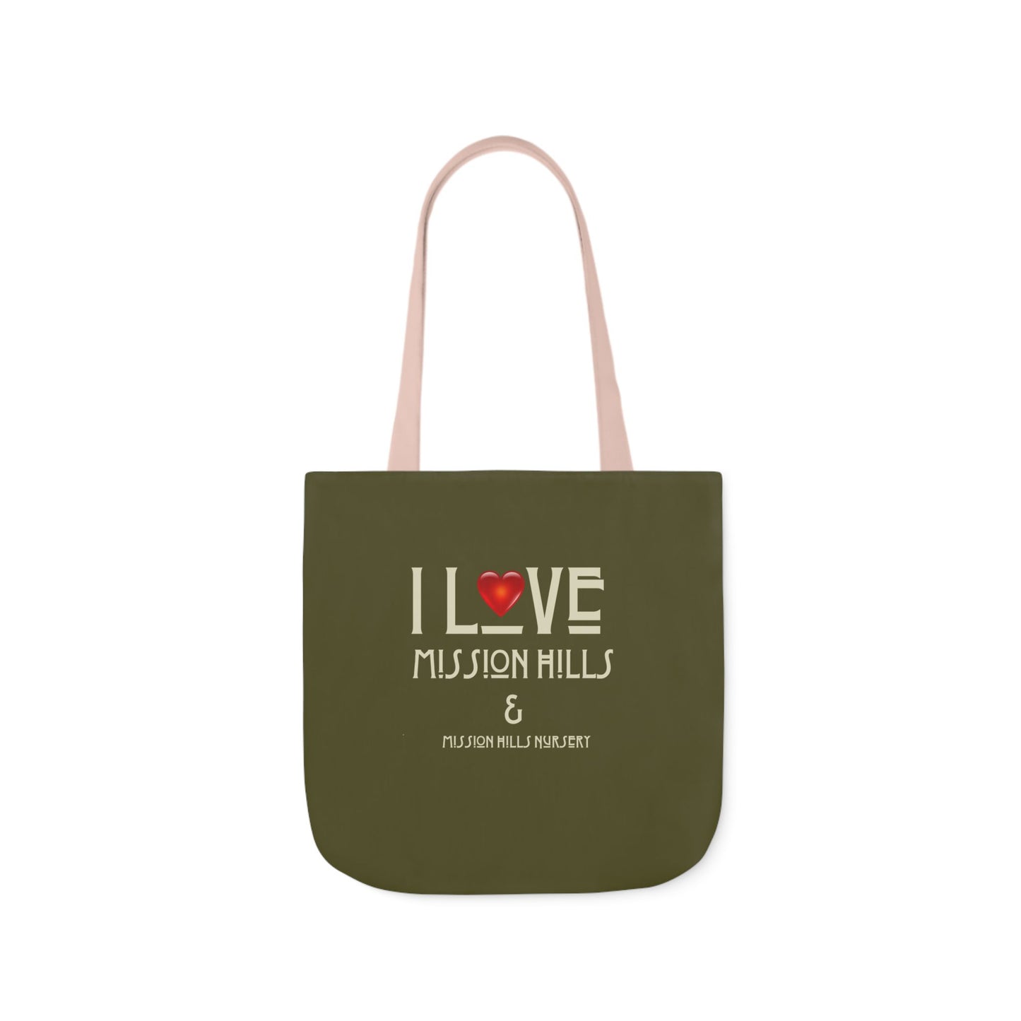 I Love Mission Hills Canvas Tote Bag with Colorful Straps - Perfect for Shopping & Gift Giving