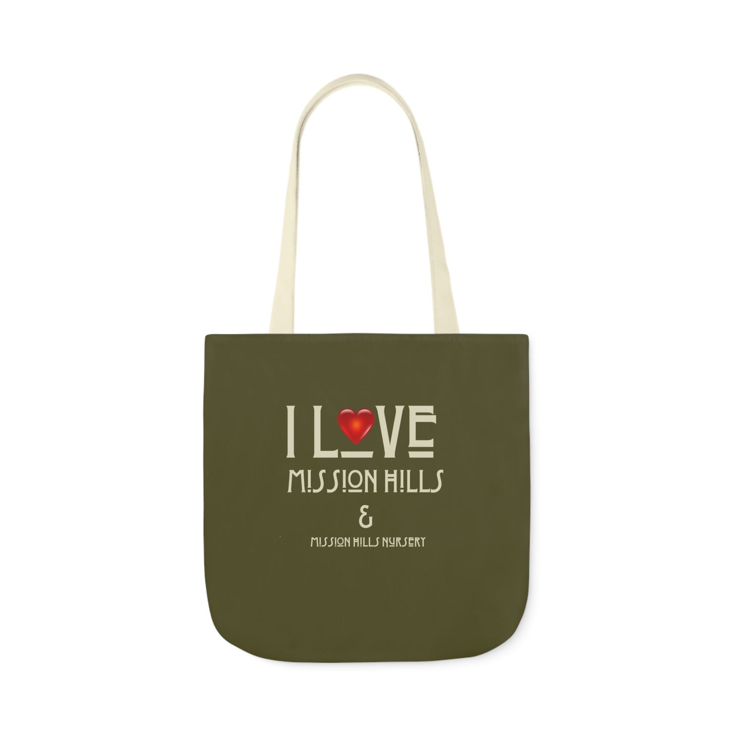 I Love Mission Hills Canvas Tote Bag with Colorful Straps - Perfect for Shopping & Gift Giving