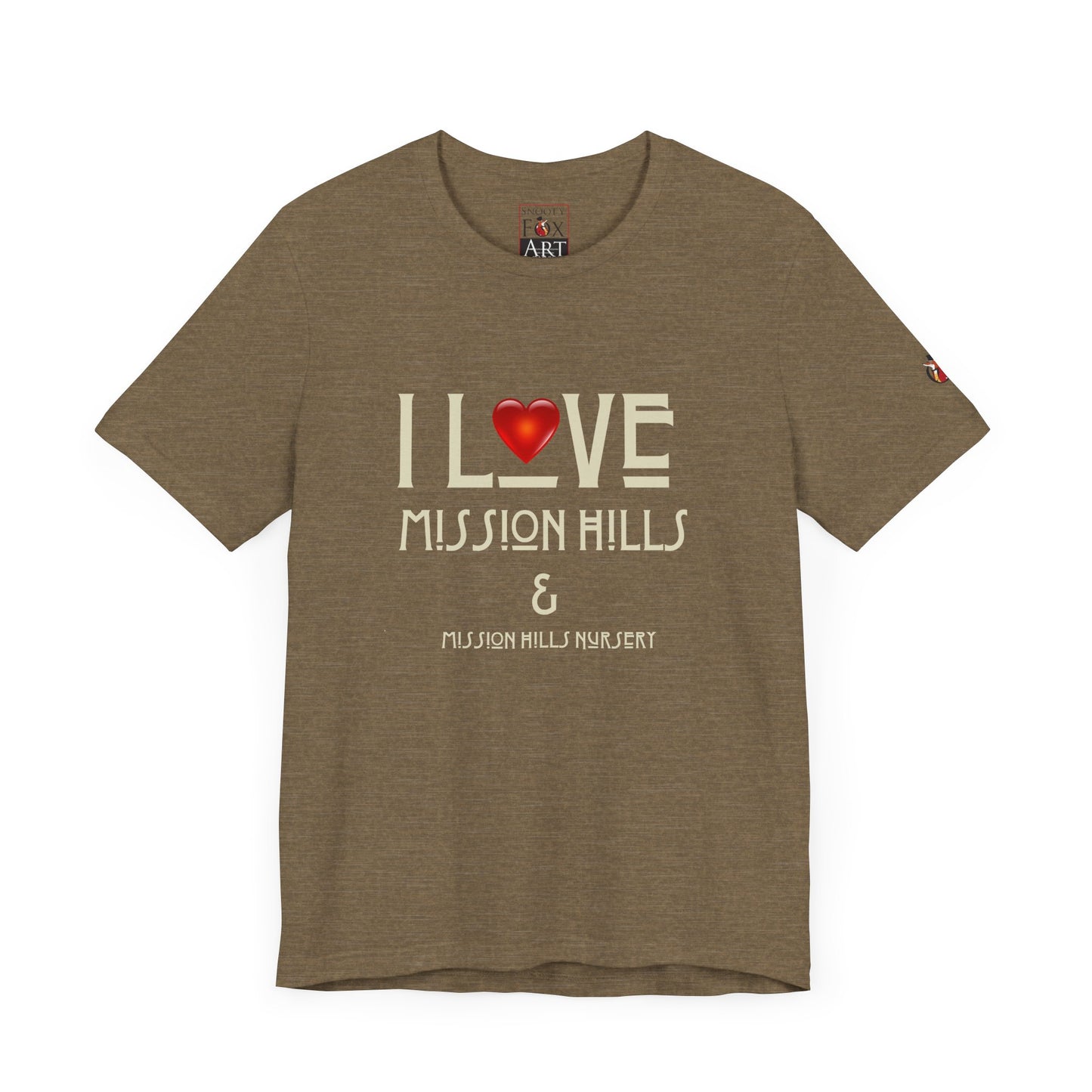 Snooty Fox Art I Love Mission Hills Short Sleeve Tee - Unisex Jersey T-Shirt