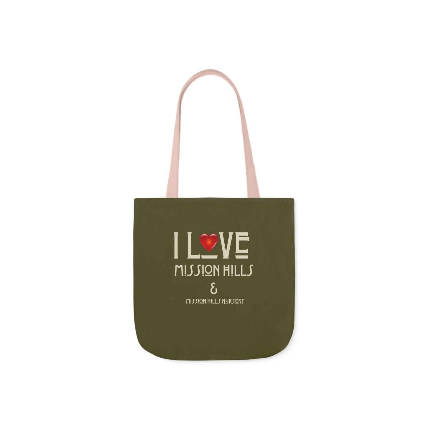 I Love Mission Hills Canvas Tote Bag with Colorful Straps - Perfect for Shopping & Gift Giving