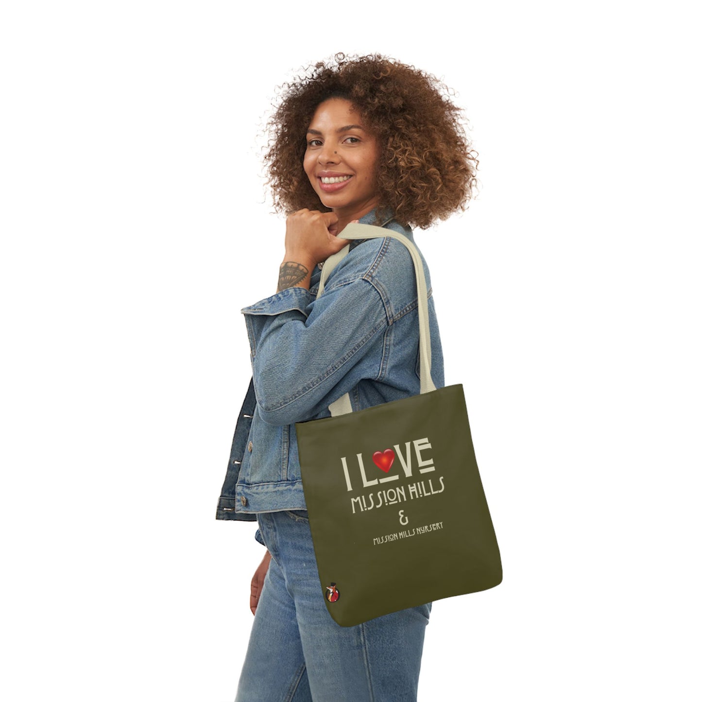 I Love Mission Hills Canvas Tote Bag with Colorful Straps - Perfect for Shopping & Gift Giving