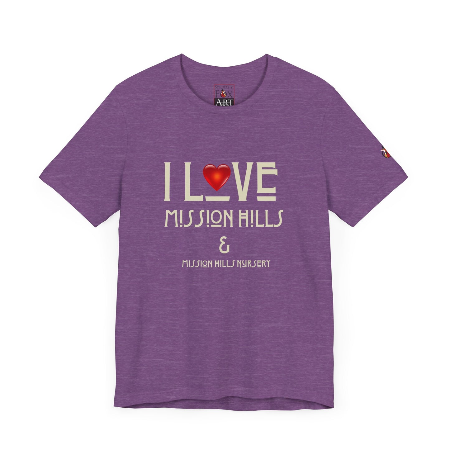 Snooty Fox Art I Love Mission Hills Short Sleeve Tee - Unisex Jersey T-Shirt