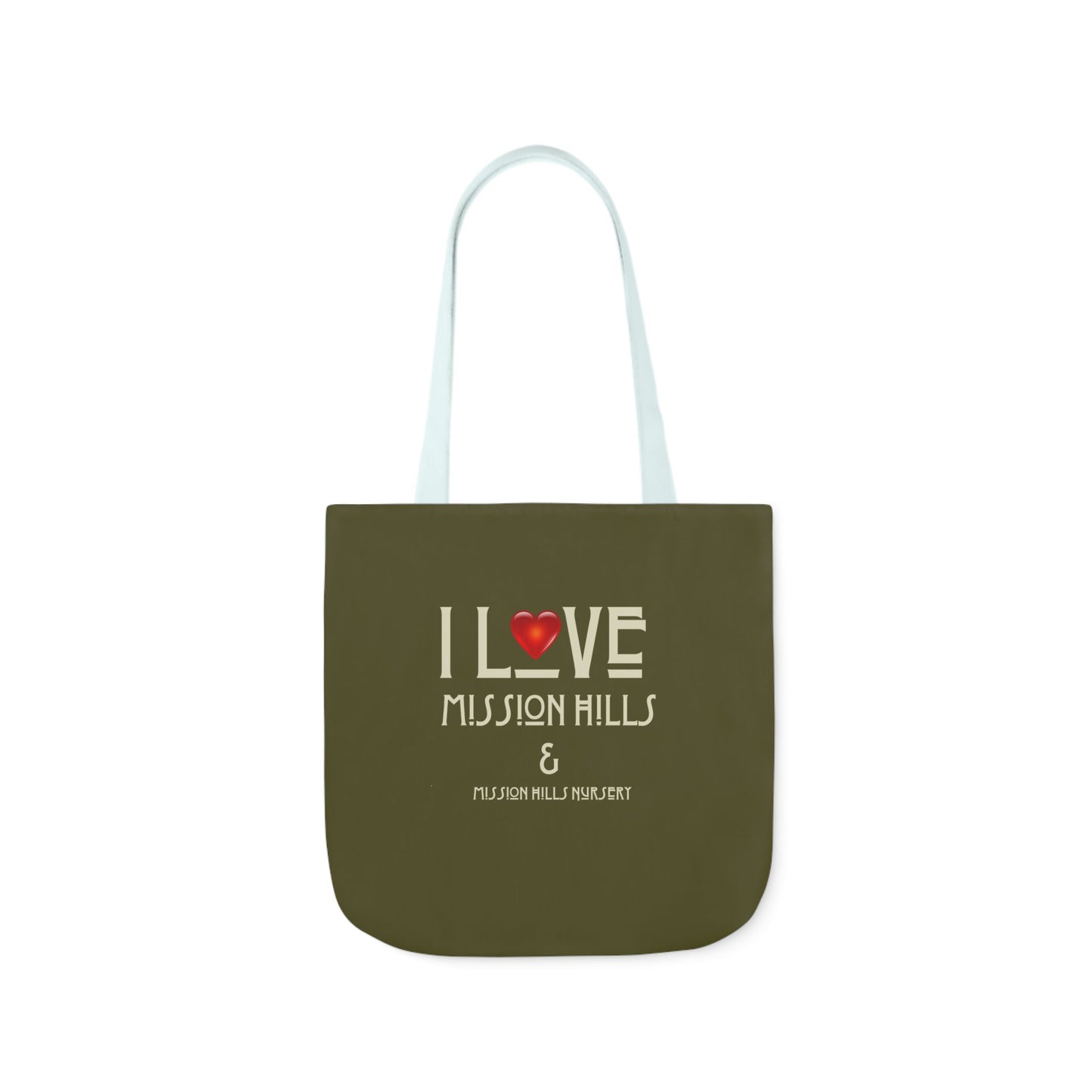 I Love Mission Hills Canvas Tote Bag with Colorful Straps - Perfect for Shopping & Gift Giving