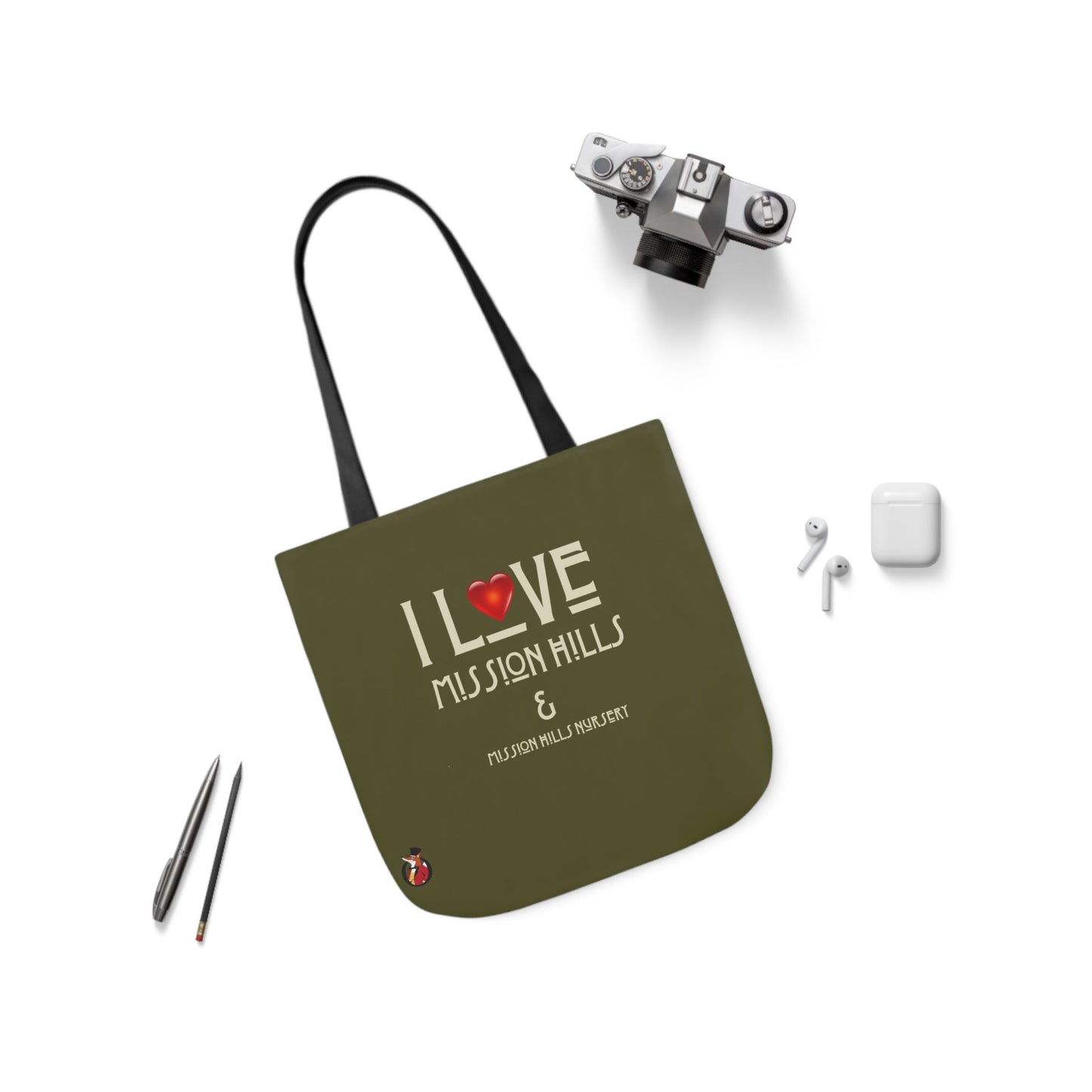 I Love Mission Hills Canvas Tote Bag with Colorful Straps - Perfect for Shopping & Gift Giving