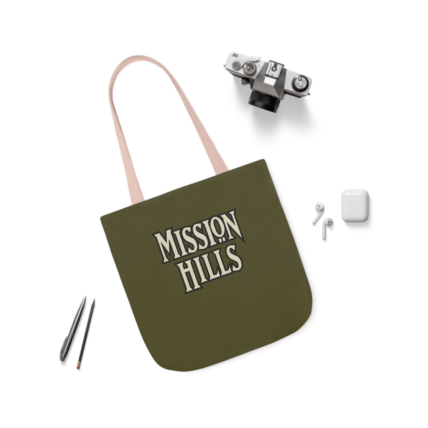 Snooty Fox Art Mission Hills Canvas Tote Bag with Colorful Straps I Love Mission Hills Collection