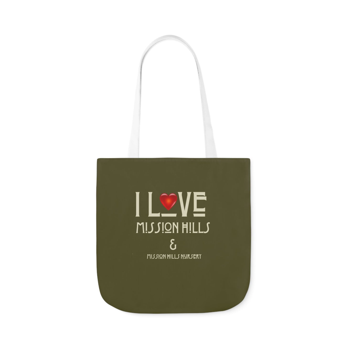 I Love Mission Hills Canvas Tote Bag with Colorful Straps - Perfect for Shopping & Gift Giving