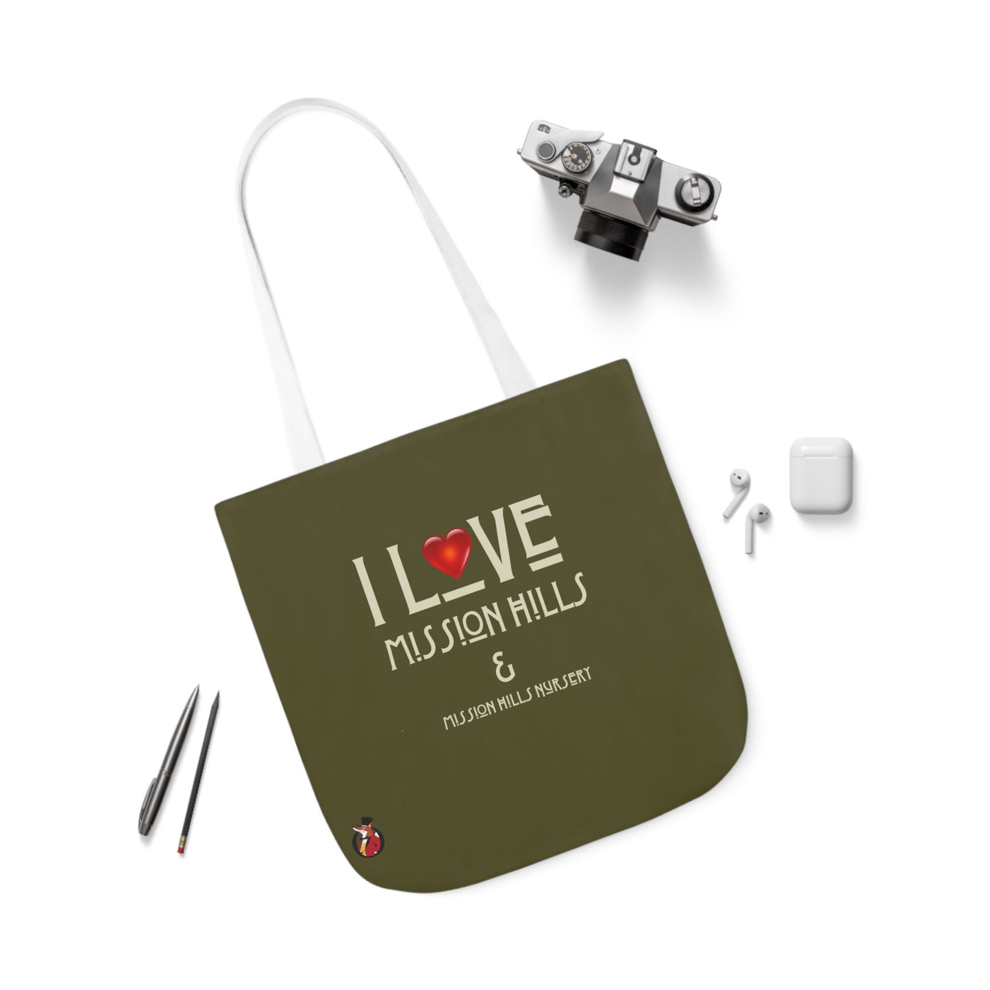 I Love Mission Hills Canvas Tote Bag with Colorful Straps - Perfect for Shopping & Gift Giving