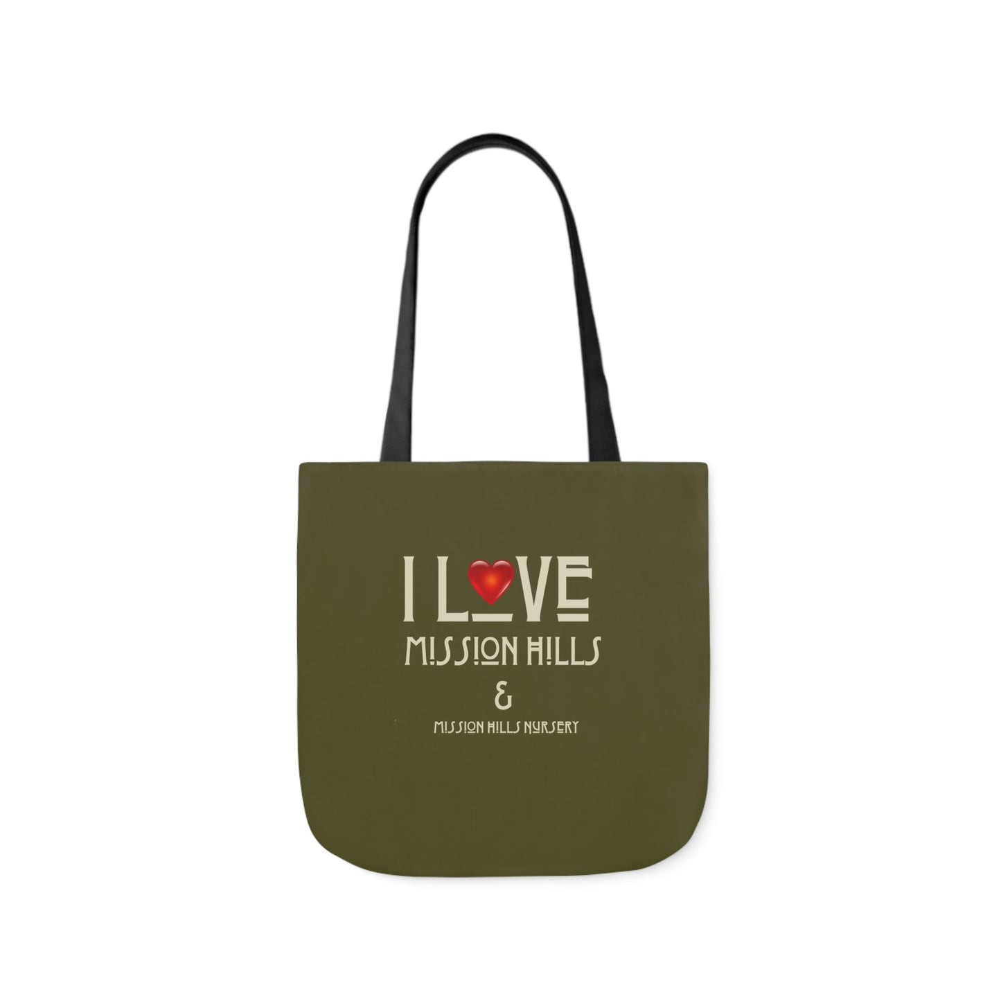 I Love Mission Hills Canvas Tote Bag with Colorful Straps - Perfect for Shopping & Gift Giving