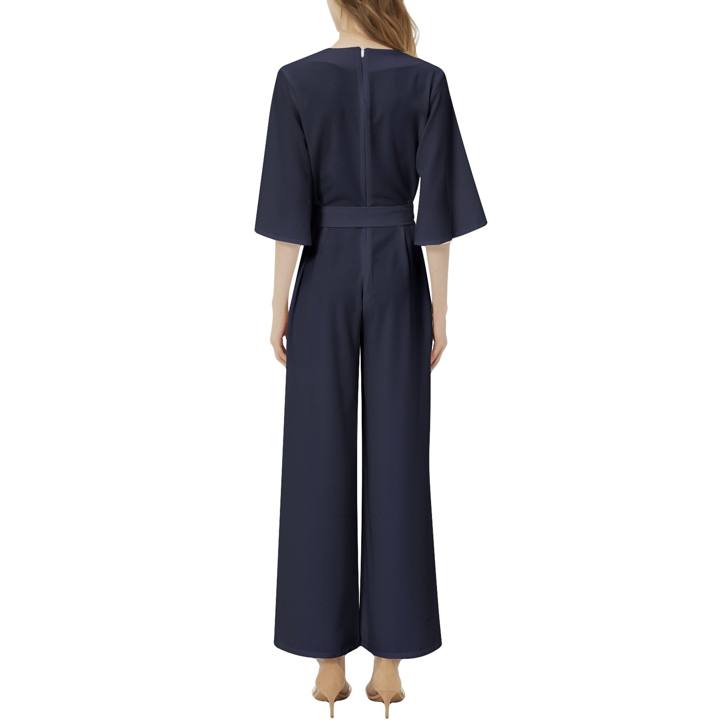 Snooty Fox Art Dolman Sleeve Belted Wide Leg Jumpsuit - Black