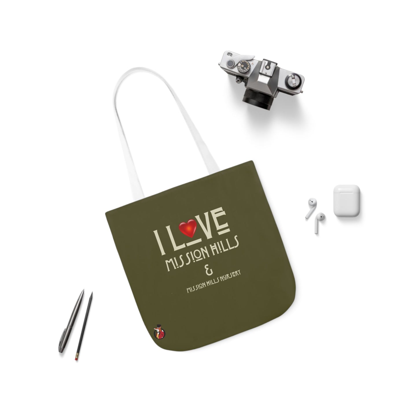 I Love Mission Hills Canvas Tote Bag with Colorful Straps - Perfect for Shopping & Gift Giving
