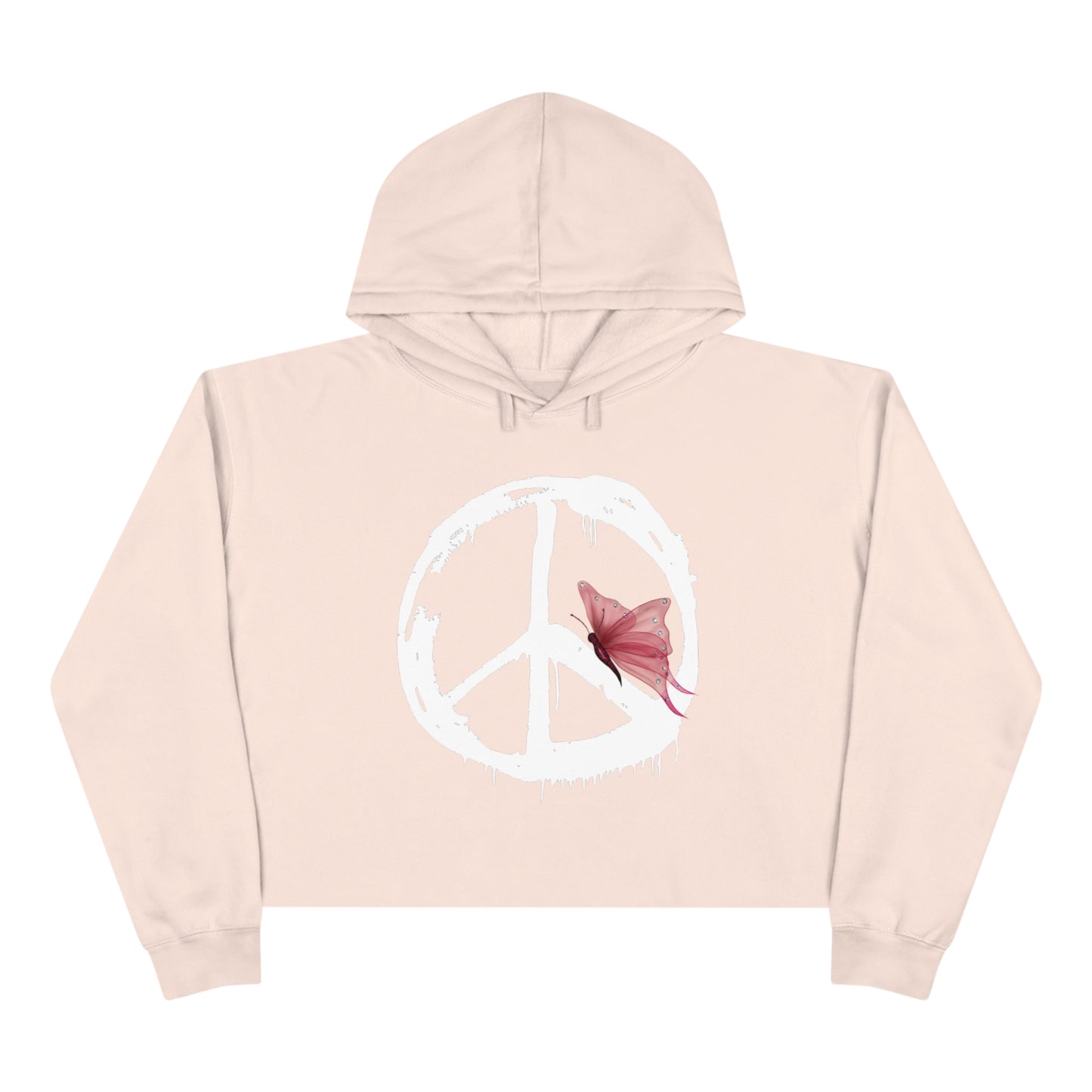 Snooty Fox Art Crop Hoodie - Peace Sign and Butterfly