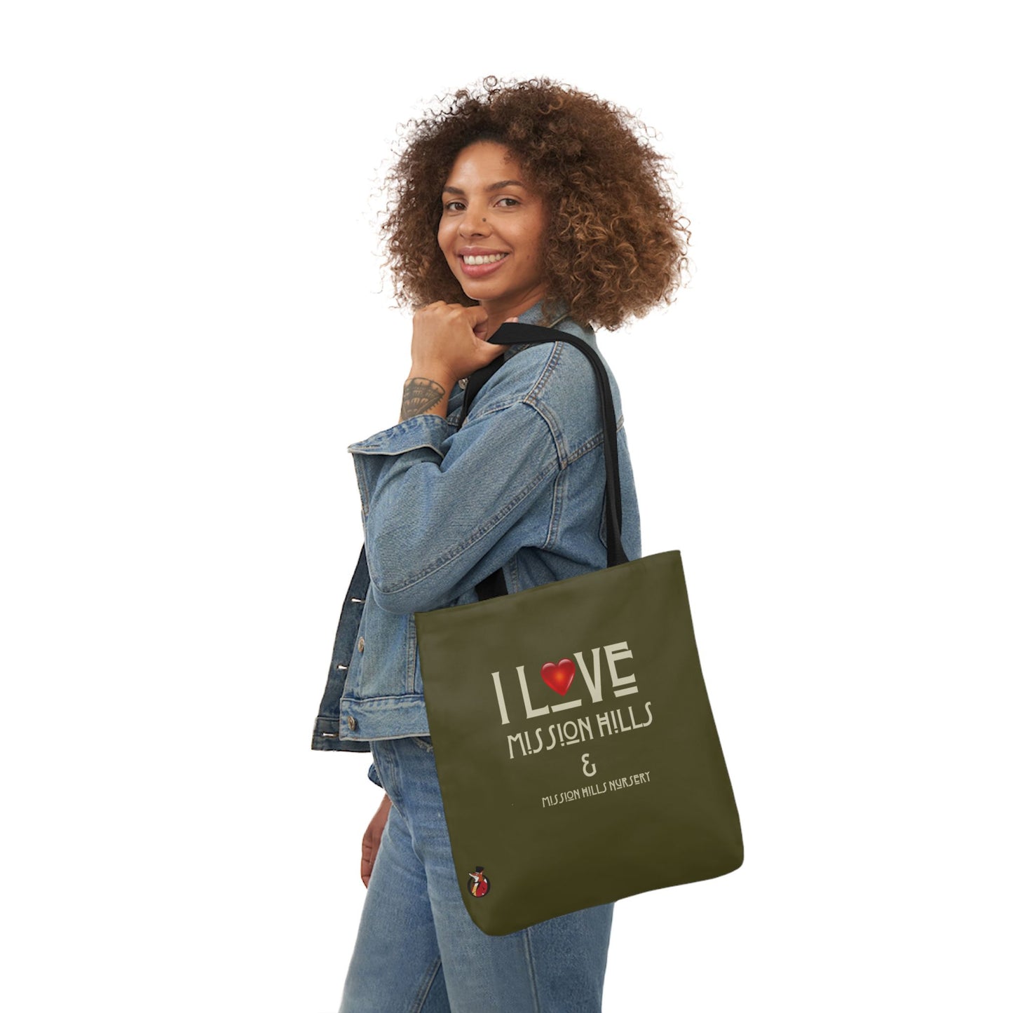 I Love Mission Hills Canvas Tote Bag with Colorful Straps - Perfect for Shopping & Gift Giving