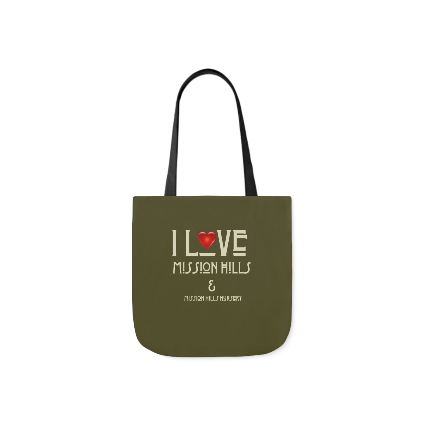 I Love Mission Hills Canvas Tote Bag with Colorful Straps - Perfect for Shopping & Gift Giving