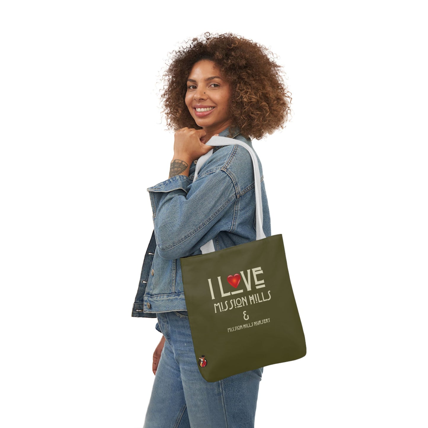 I Love Mission Hills Canvas Tote Bag with Colorful Straps - Perfect for Shopping & Gift Giving