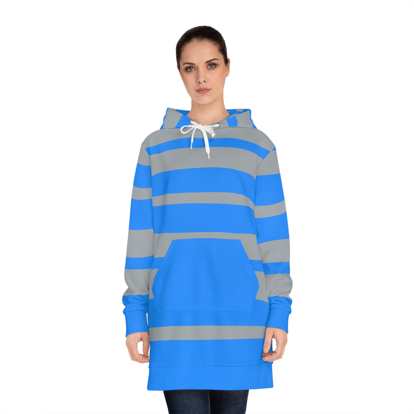 Snooty Fox Art Women's Hoodie Dress (AOP) - Blue and Gray