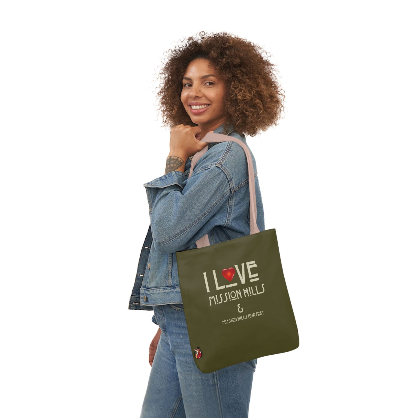 I Love Mission Hills Canvas Tote Bag with Colorful Straps - Perfect for Shopping & Gift Giving