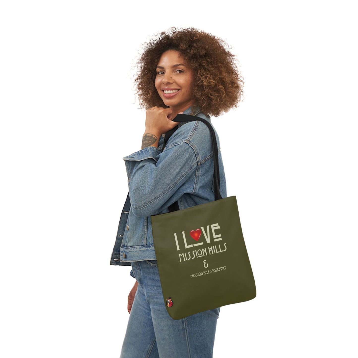 I Love Mission Hills Canvas Tote Bag with Colorful Straps - Perfect for Shopping & Gift Giving