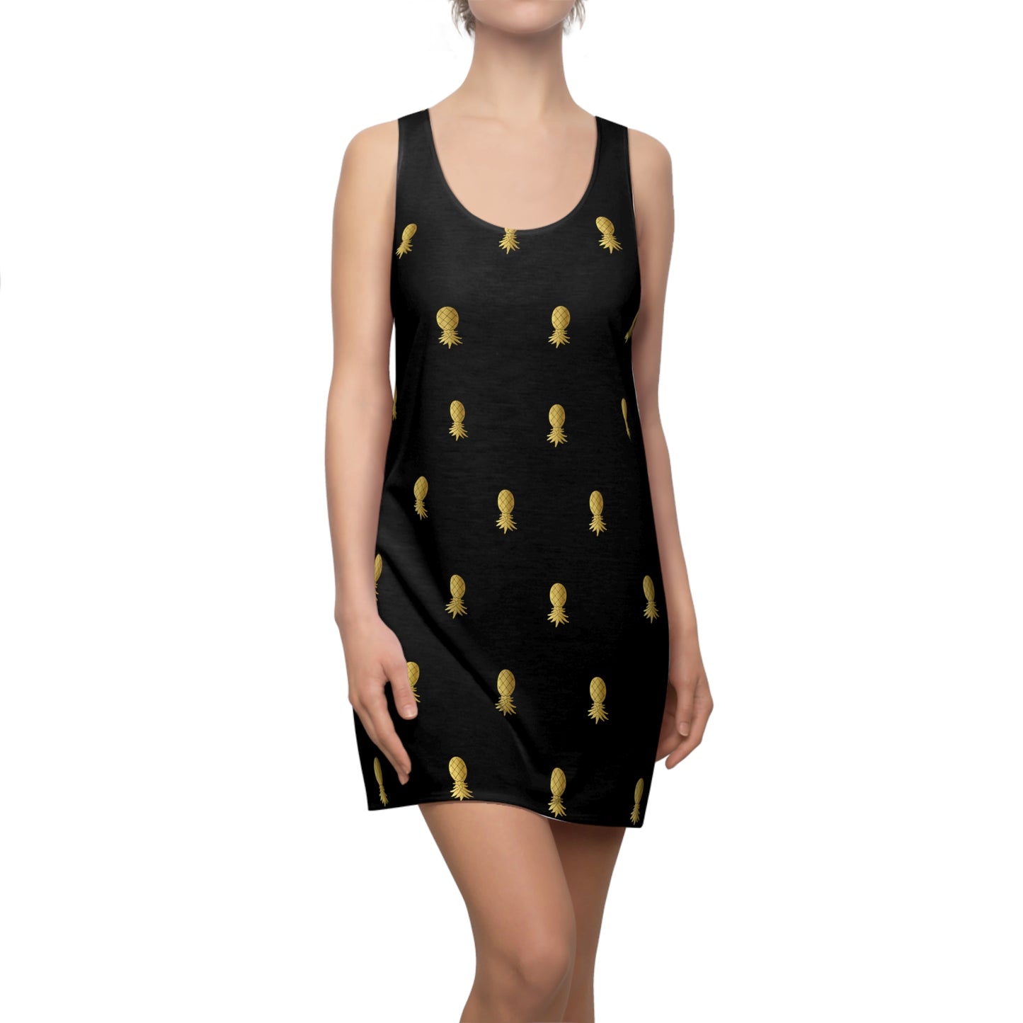 Snooty Fox Art Women's Cut & Sew Racerback Dress (AOP) - Gold Pineapple