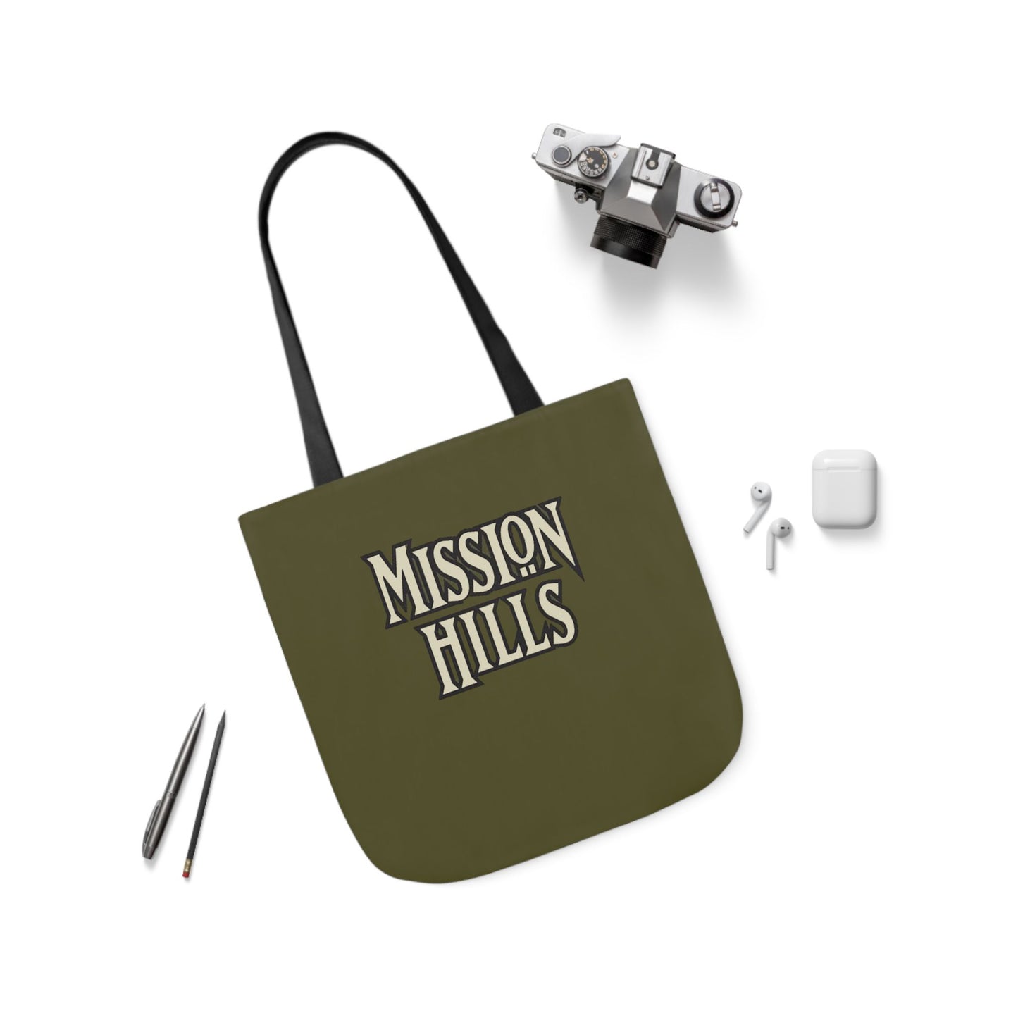 Snooty Fox Art Mission Hills Canvas Tote Bag with Colorful Straps I Love Mission Hills Collection