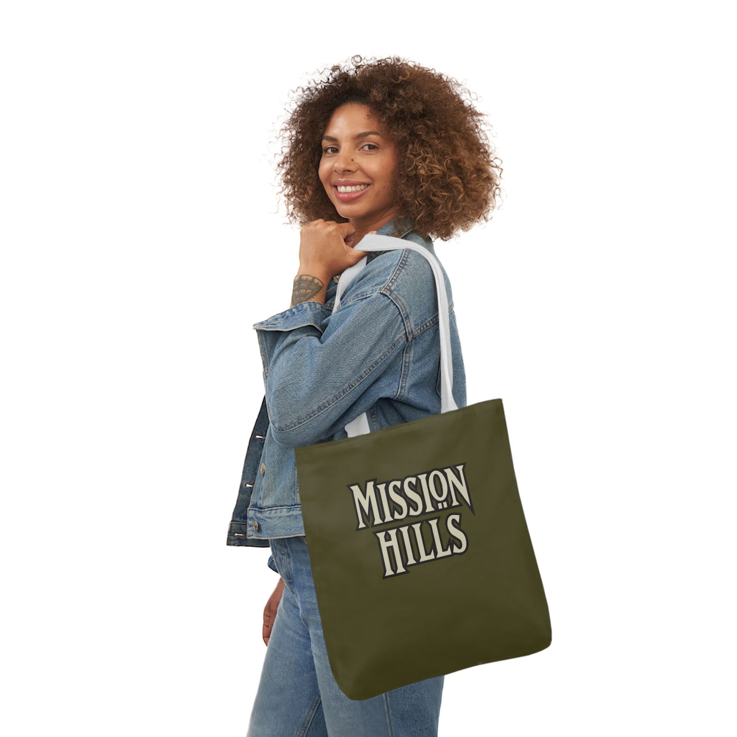 Snooty Fox Art Mission Hills Canvas Tote Bag with Colorful Straps I Love Mission Hills Collection