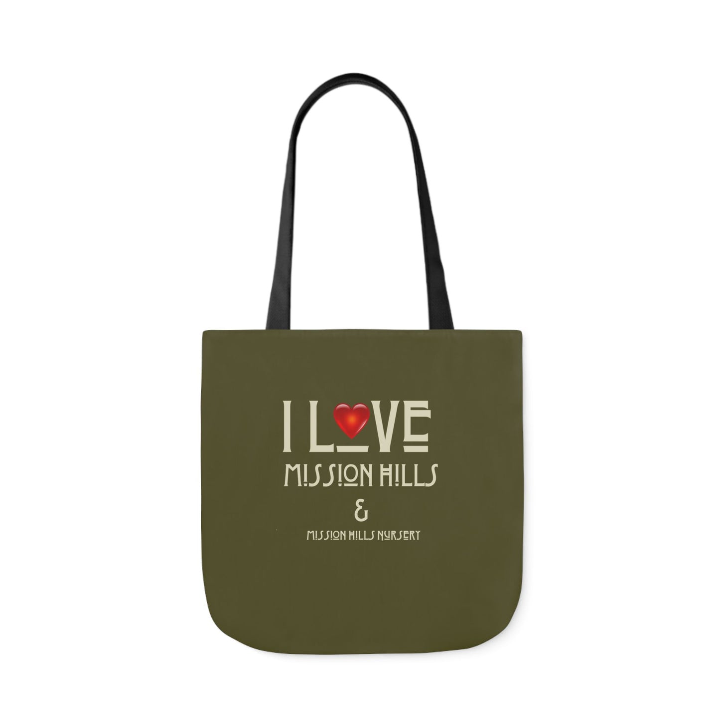 I Love Mission Hills Canvas Tote Bag with Colorful Straps - Perfect for Shopping & Gift Giving