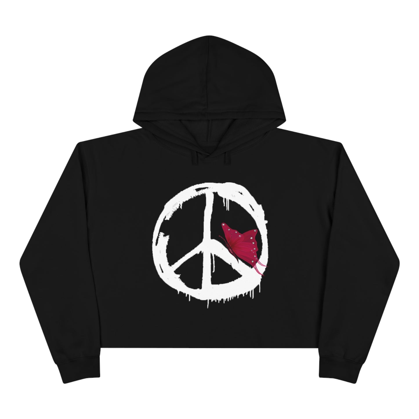 Snooty Fox Art Crop Hoodie - Peace Sign and Butterfly