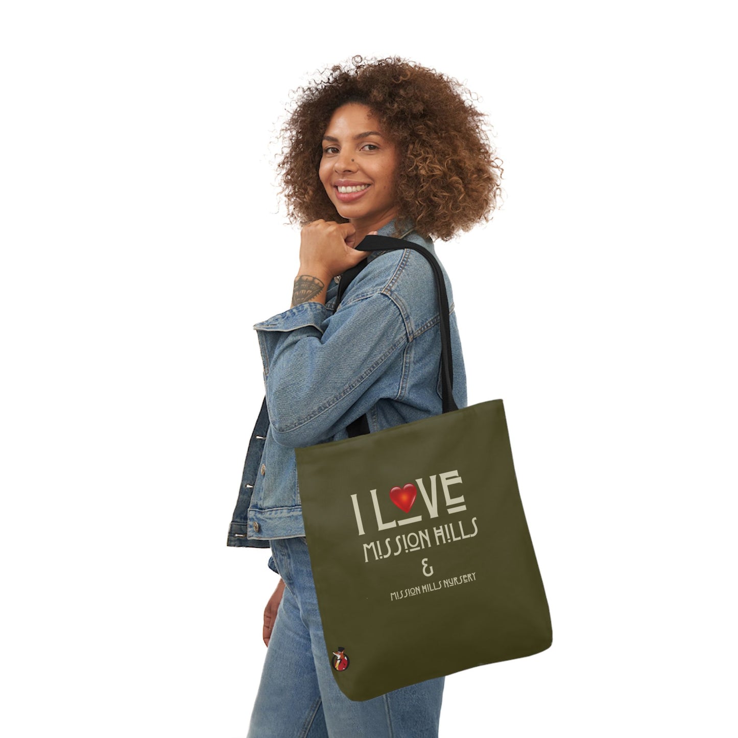 I Love Mission Hills Canvas Tote Bag with Colorful Straps - Perfect for Shopping & Gift Giving