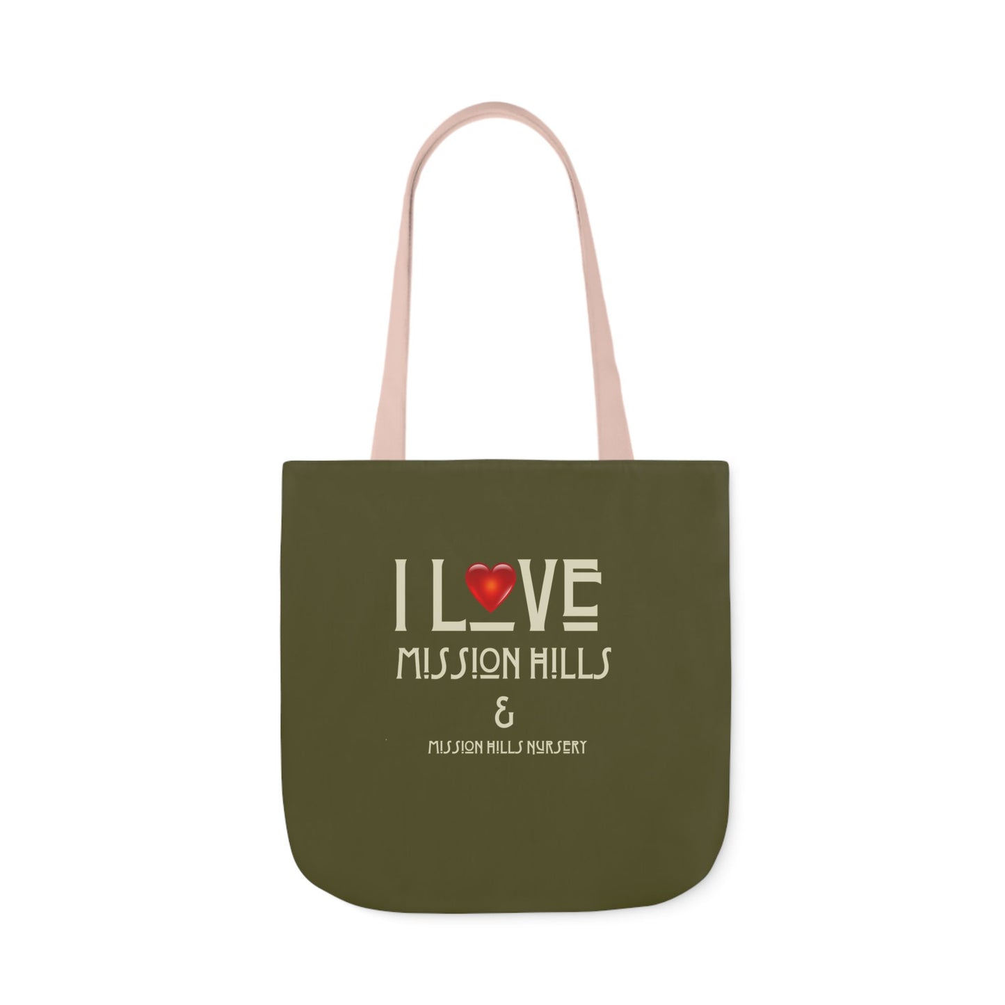 I Love Mission Hills Canvas Tote Bag with Colorful Straps - Perfect for Shopping & Gift Giving