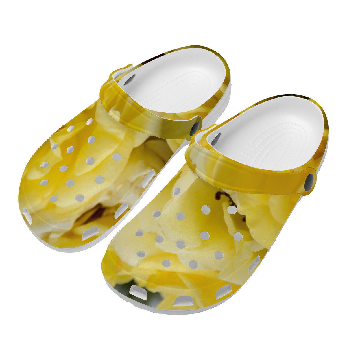Snooty Fox Art Crocs Clogs - Yellow Rose Blooms