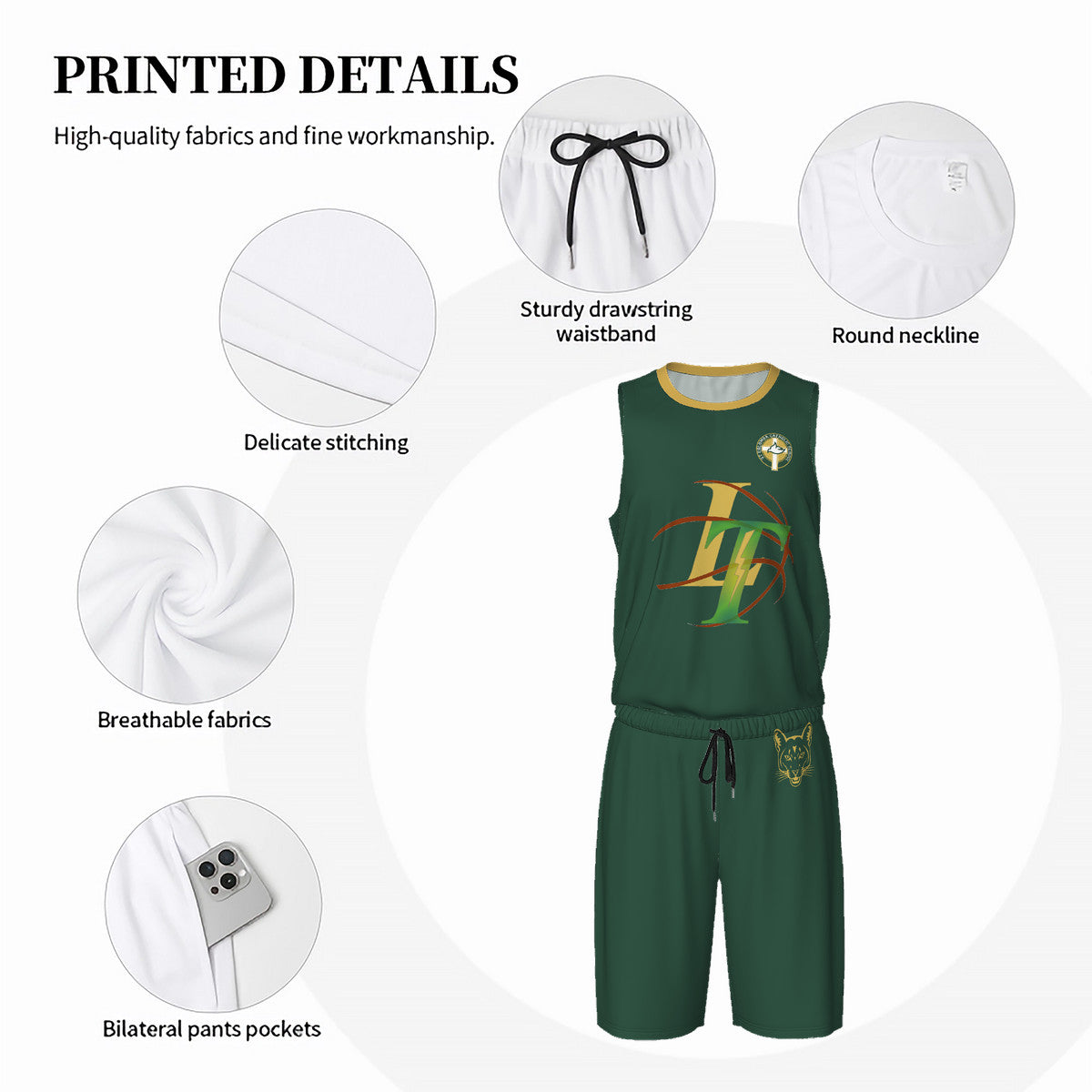 Snooty Fox Art Unisex Basketball Uniform Jersey Set - Cougars
