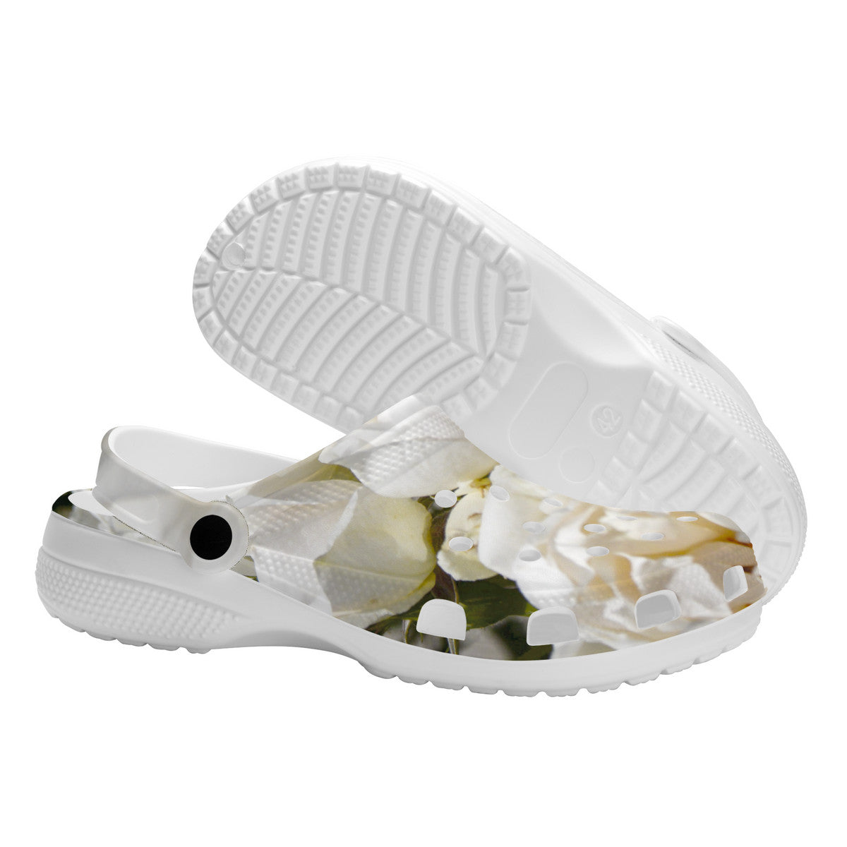 Snooty Fox Art Crocs Clogs - White Roses