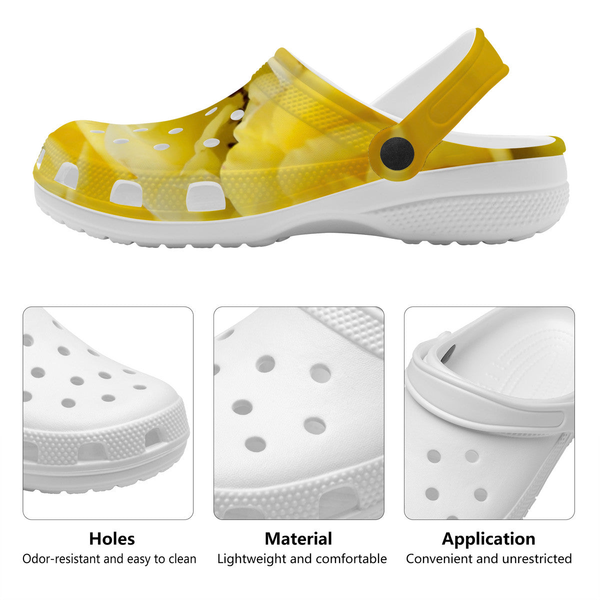 Snooty Fox Art Crocs Clogs - Yellow Rose Blooms
