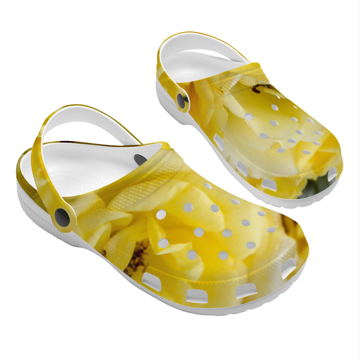 Snooty Fox Art Crocs Clogs - Yellow Rose Blooms