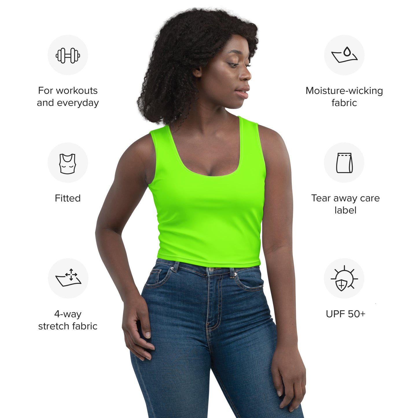 Snooty Fox Art Crop Top - Safety Green