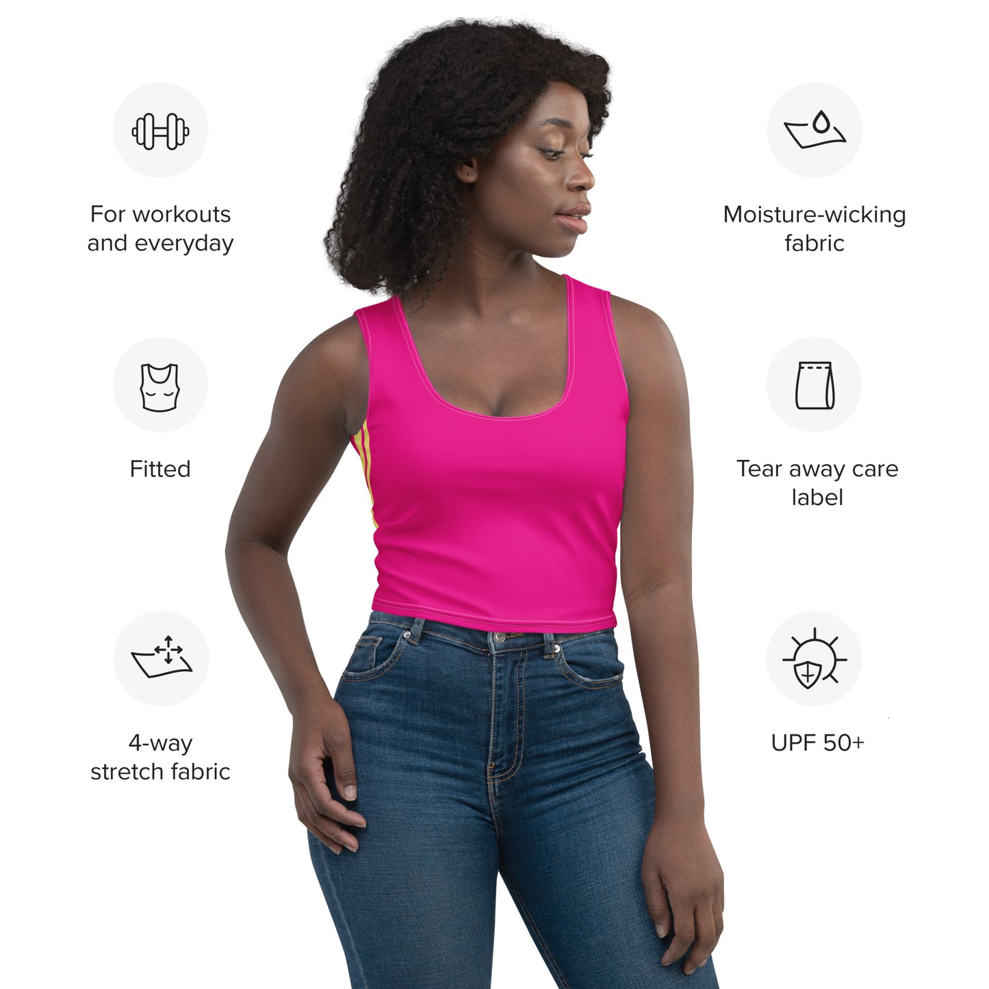 Snooty Fox Art Crop Top - Summertime Pink Bright Yellow Stripe
