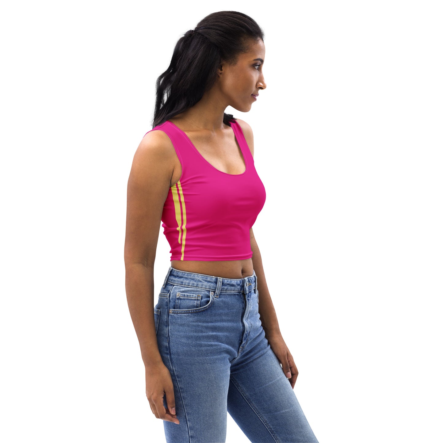 Snooty Fox Art Crop Top - Summertime Pink Bright Yellow Stripe