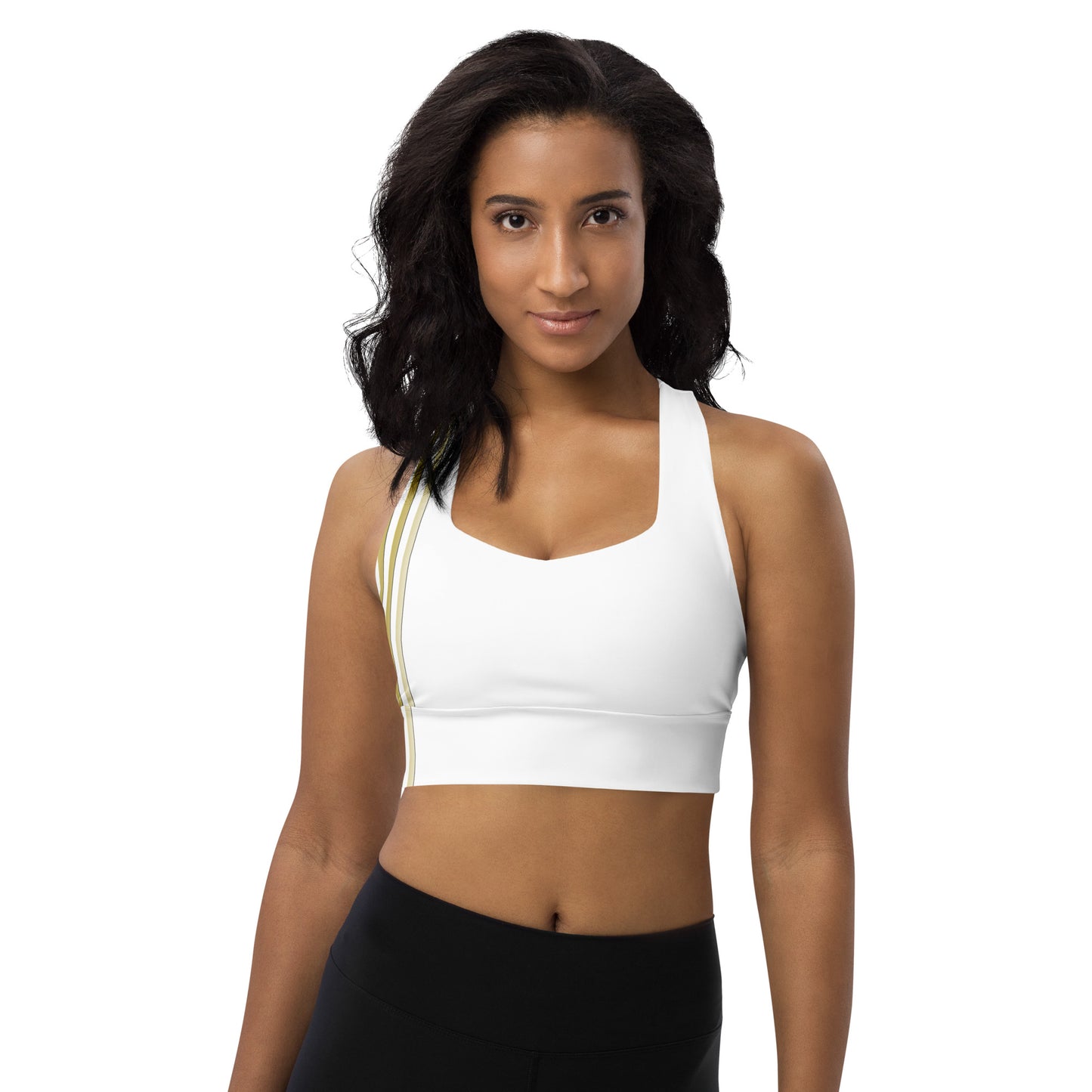Snooty Fox Art Longline Sports Bra - Gold Stripes