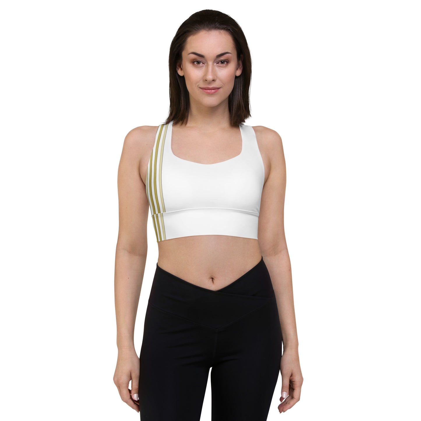 Snooty Fox Art Longline Sports Bra - Gold Stripes