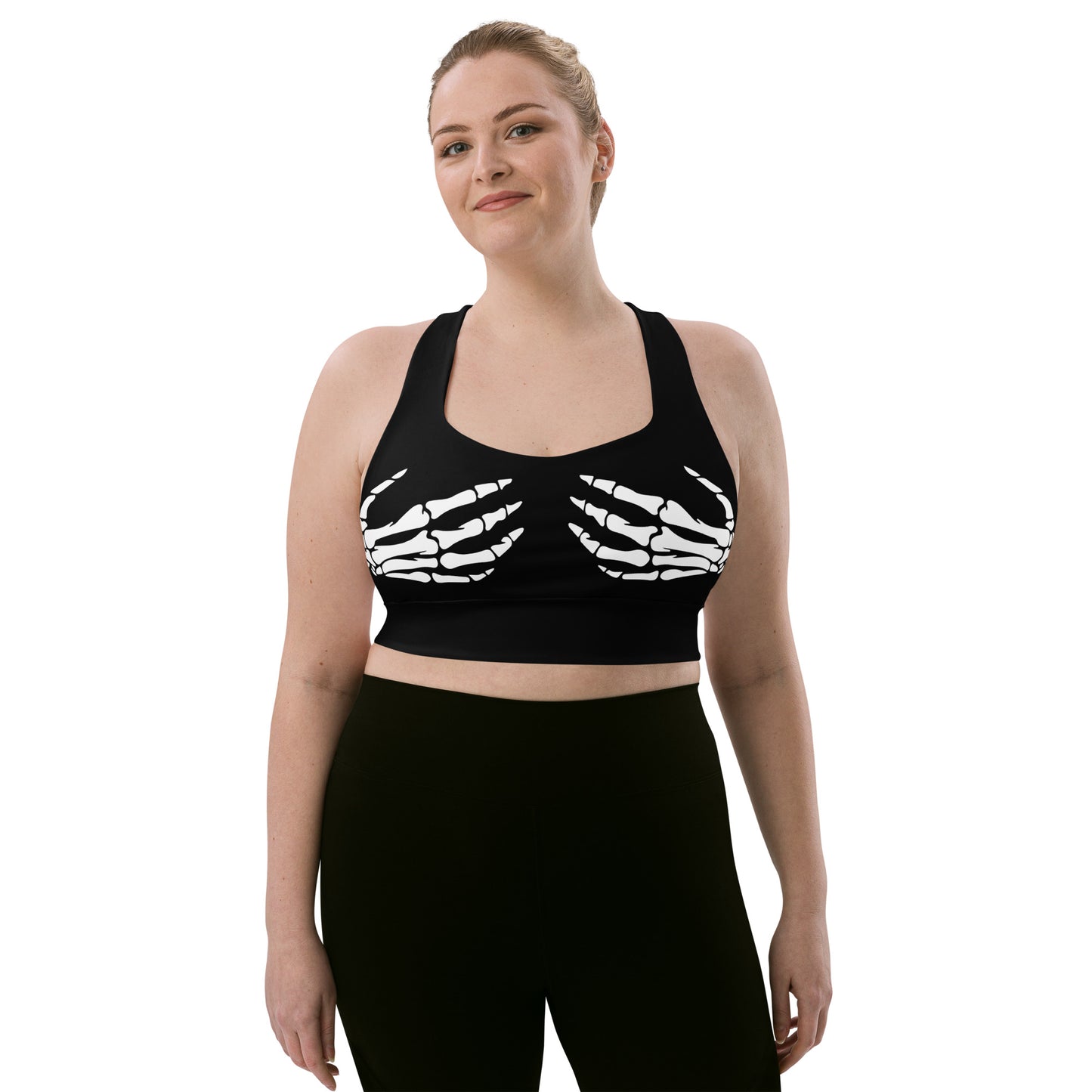Snooty Fox Art Longline Sports Bra - Skeleton Hands
