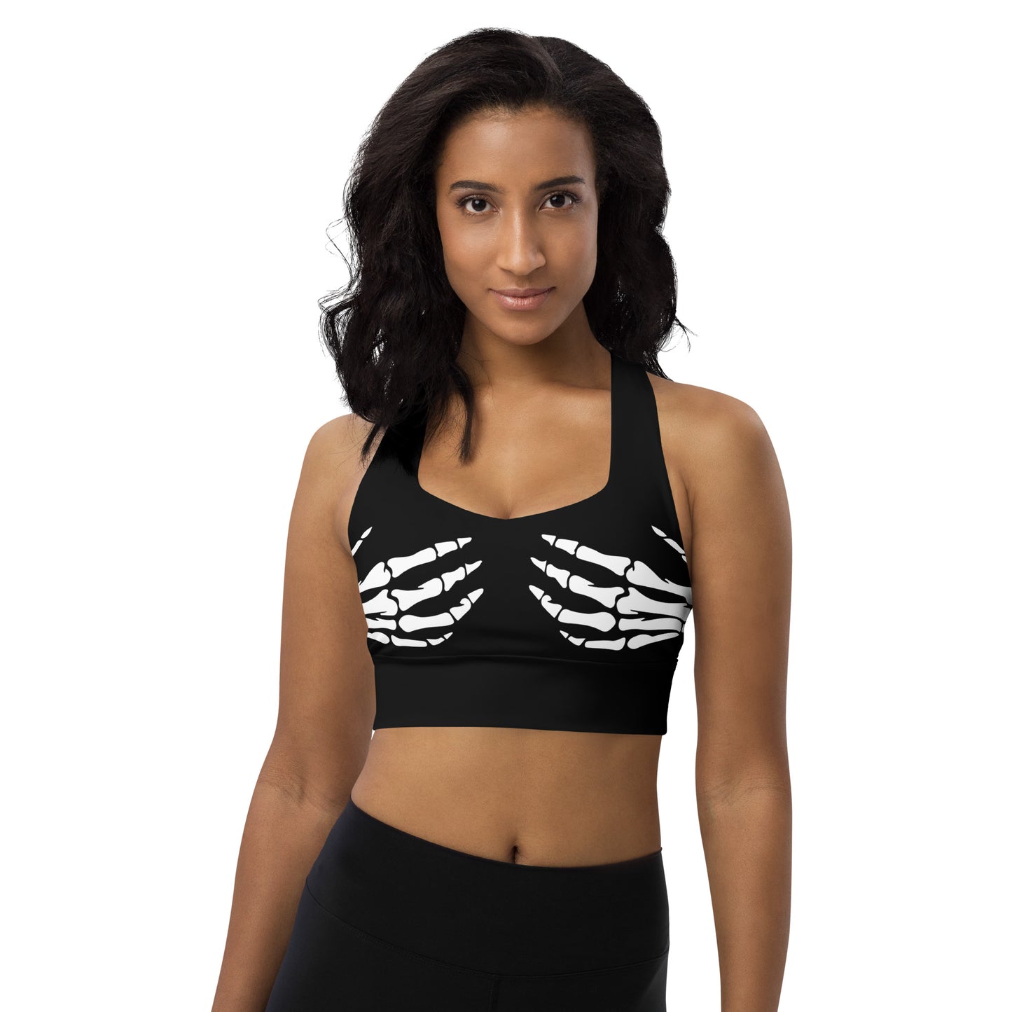 Snooty Fox Art Longline Sports Bra - Skeleton Hands