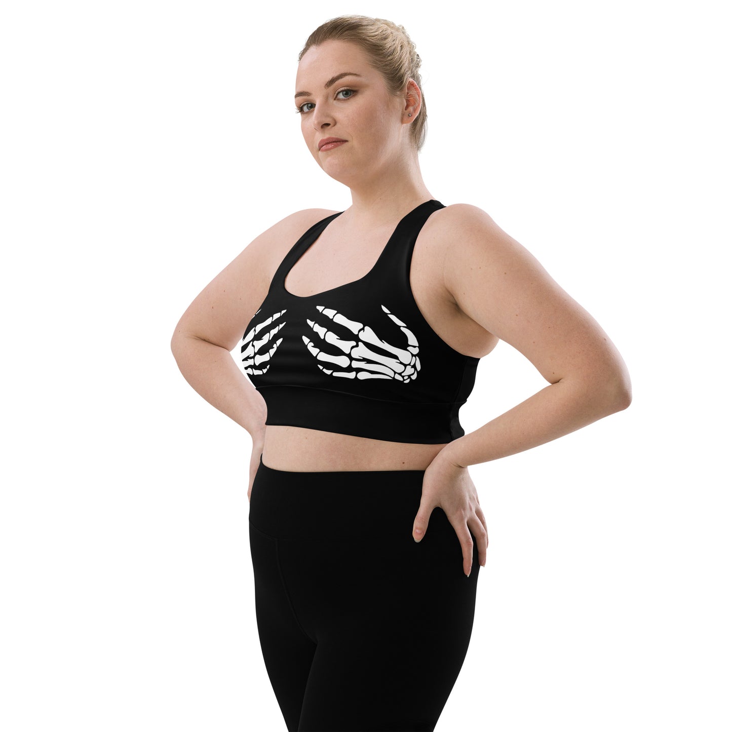 Snooty Fox Art Longline Sports Bra - Skeleton Hands