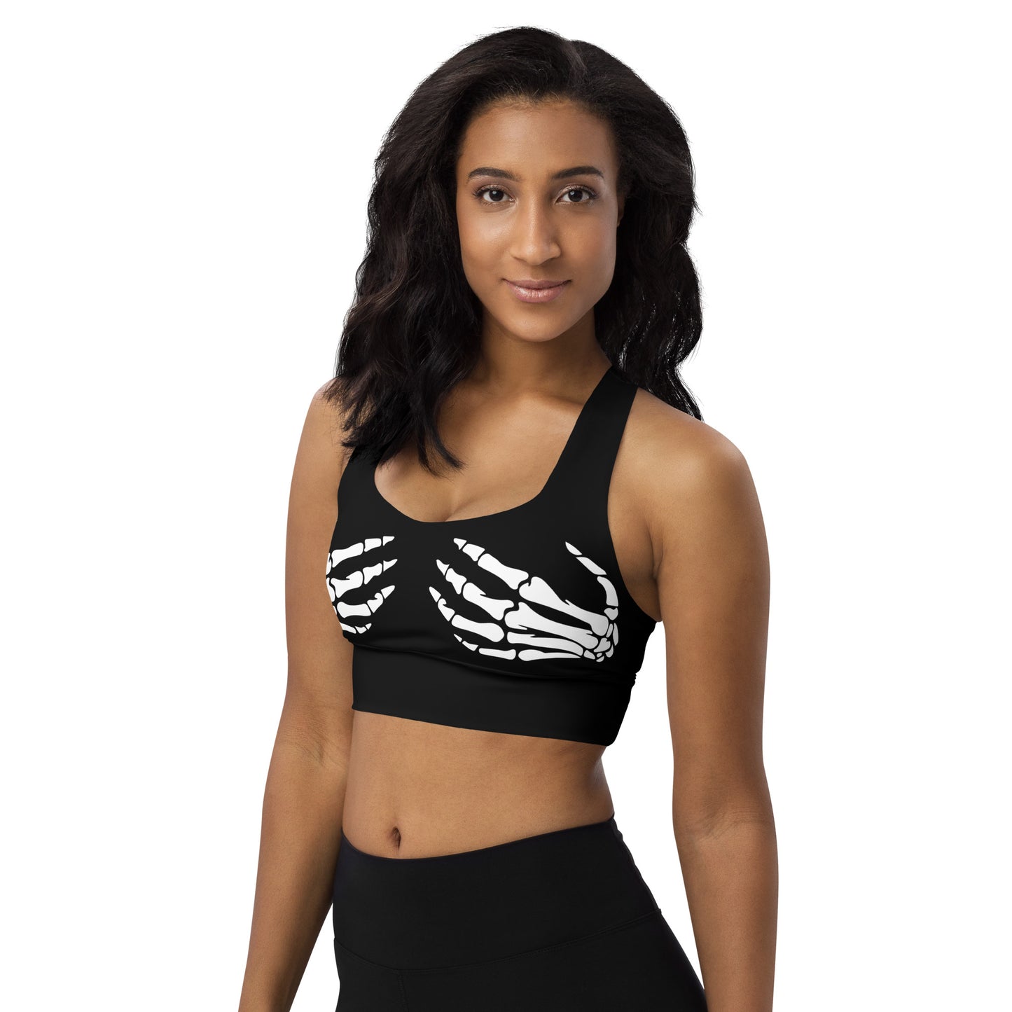 Snooty Fox Art Longline Sports Bra - Skeleton Hands