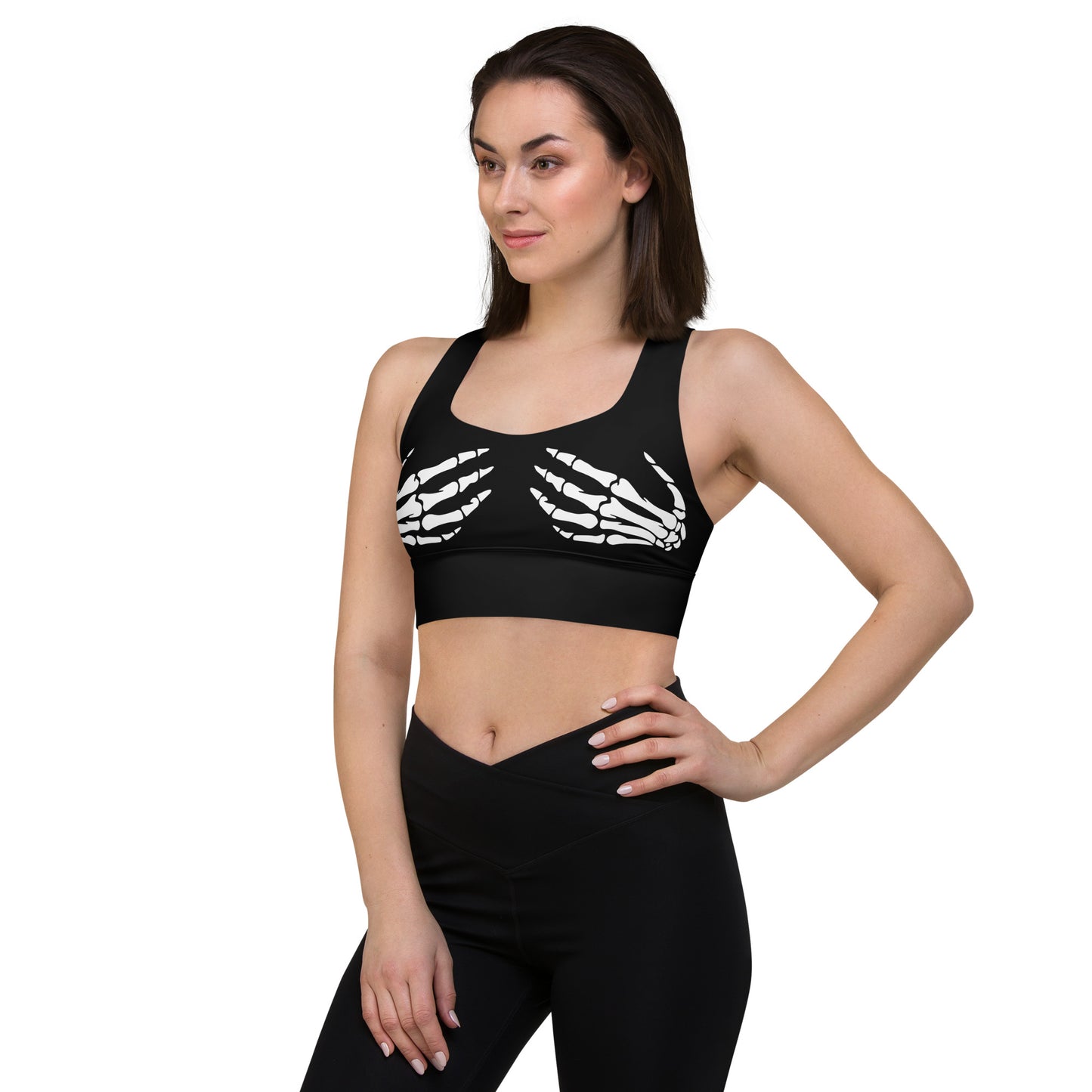 Snooty Fox Art Longline Sports Bra - Skeleton Hands