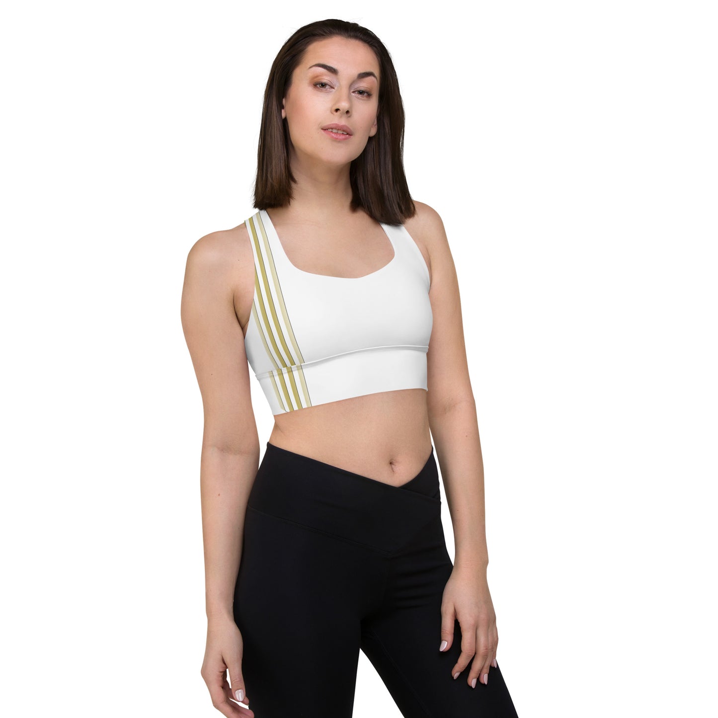 Snooty Fox Art Longline Sports Bra - Gold Stripes